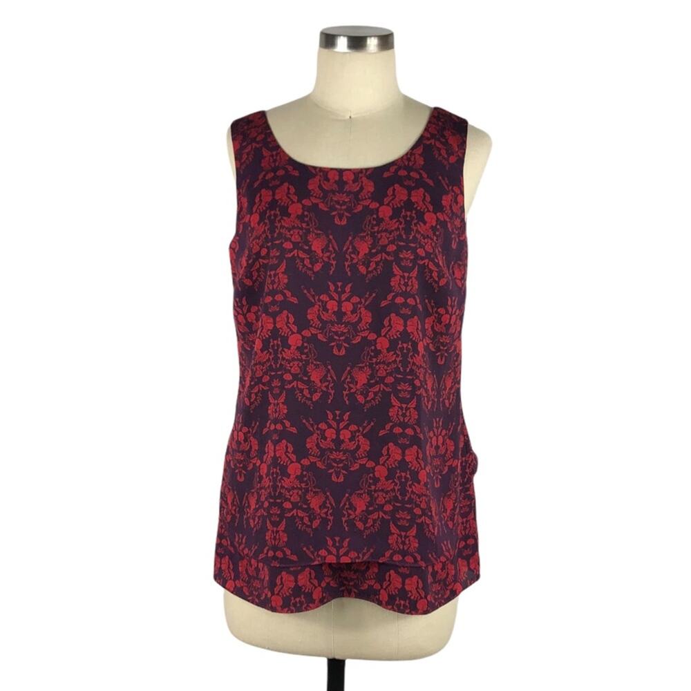 CABI Cameo Plum Blouse Tunic Top Lightweight Lady Print Size S #3258 Small